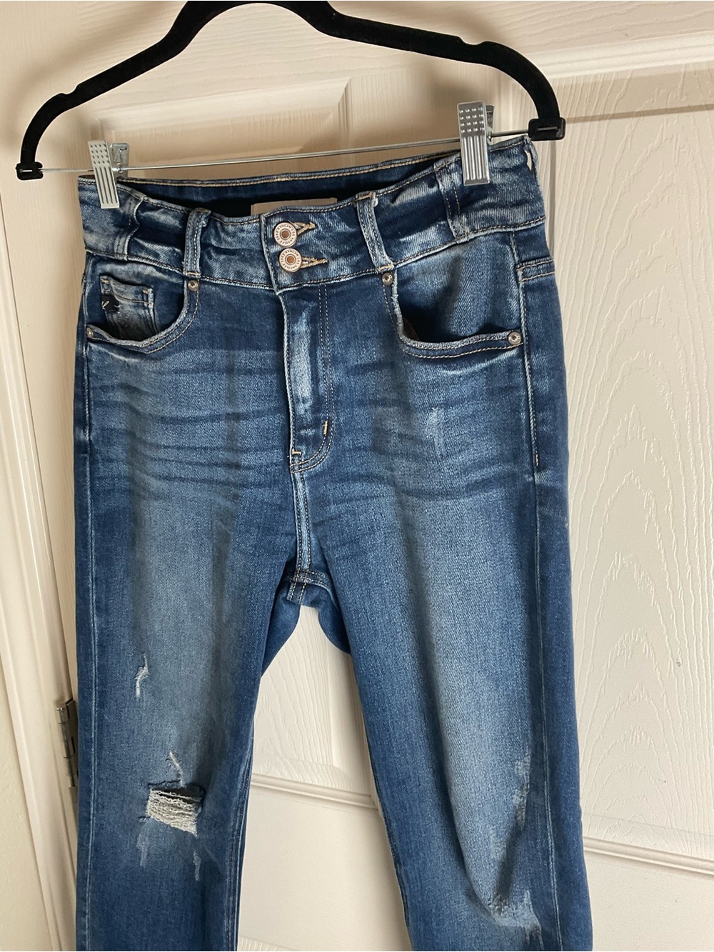 KanCan High Rise Distressed Straight Leg Jeans Size 5 / 26 - Picture 4 of 9